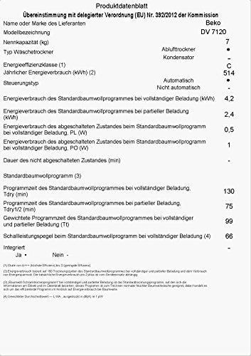 Beko DV 7120 Ablufttrockner/C/7 kg